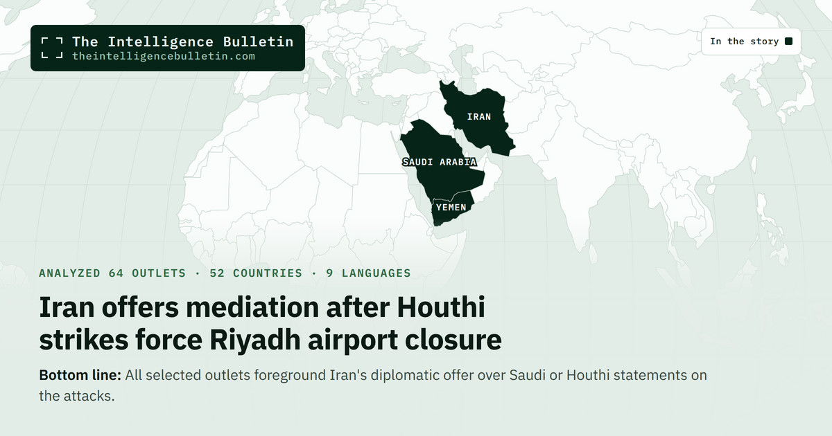 Map of the countries in the story: Iran offers mediation after Houthi strikes force Riyadh airport closure