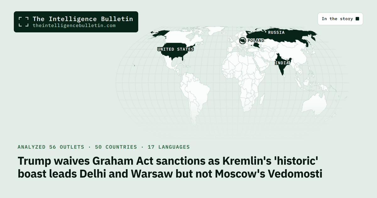 Map of the countries in the story: Trump waives Graham Act sanctions as Kremlin's 'historic' boast leads Delhi and Warsaw but not Moscow's Vedomosti
