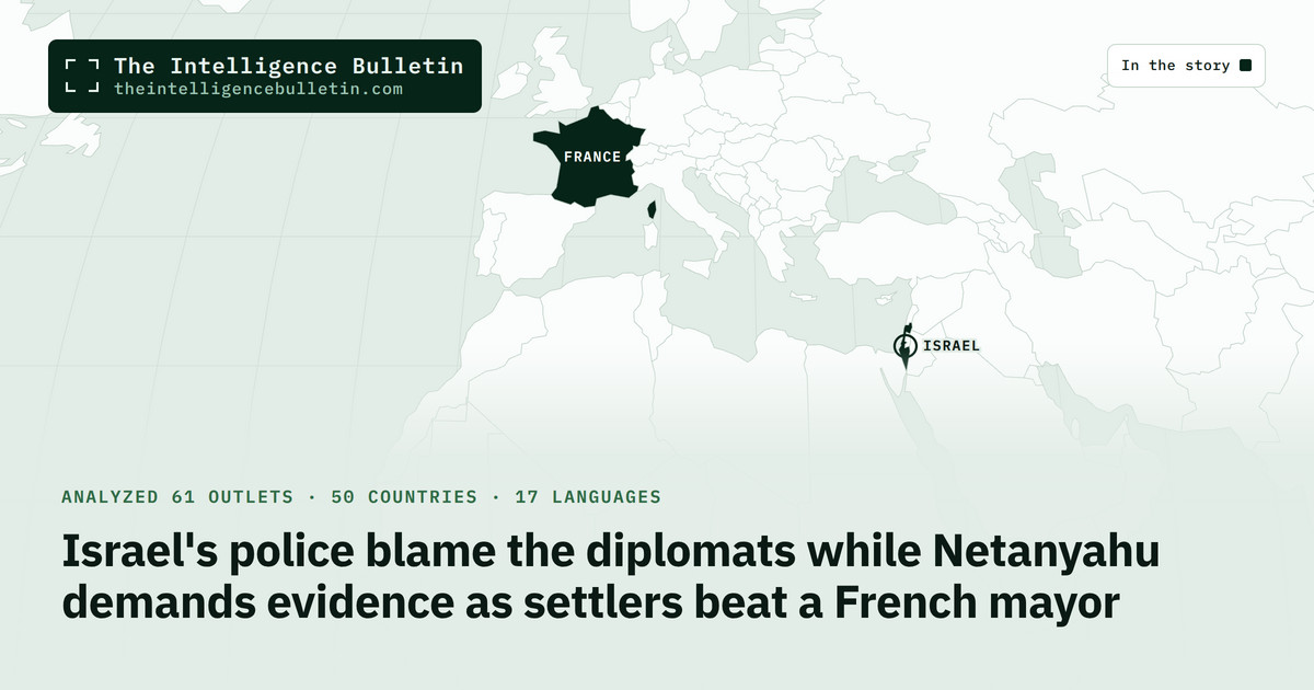 Map of the countries in the story: Israel's police blame the diplomats while Netanyahu demands evidence as settlers beat a French mayor
