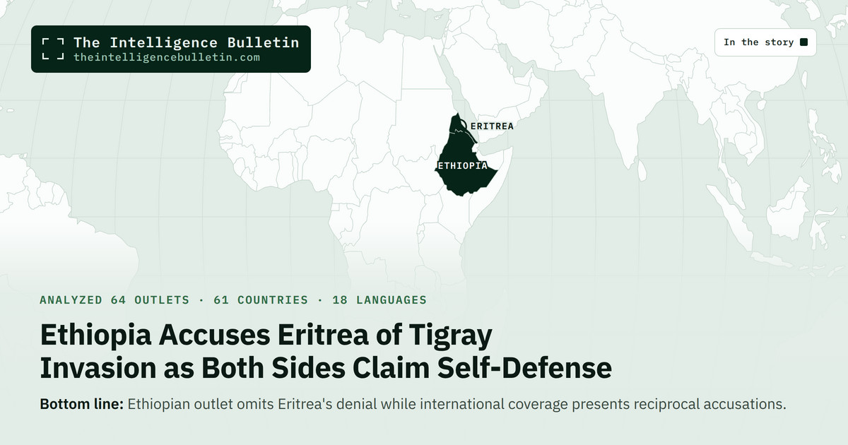 Map of the countries in the story: Ethiopia Accuses Eritrea of Tigray Invasion as Both Sides Claim Self-Defense
