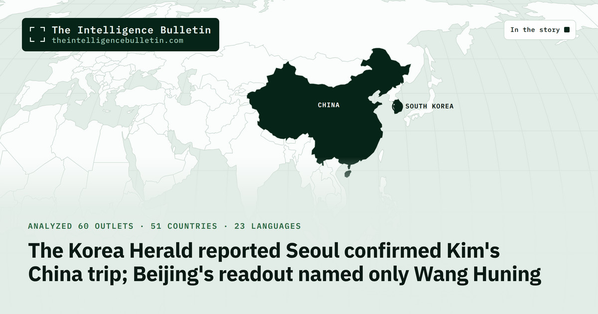 Map of the countries in the story: The Korea Herald reported Seoul confirmed Kim's China trip; Beijing's readout named only Wang Huning